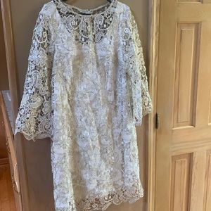 Stunning Marina beaded lace gold and white 3/4 fall bride dress